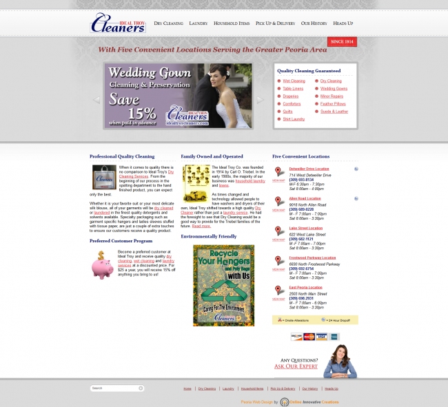 Dry Cleaners Web Design Peoria IL